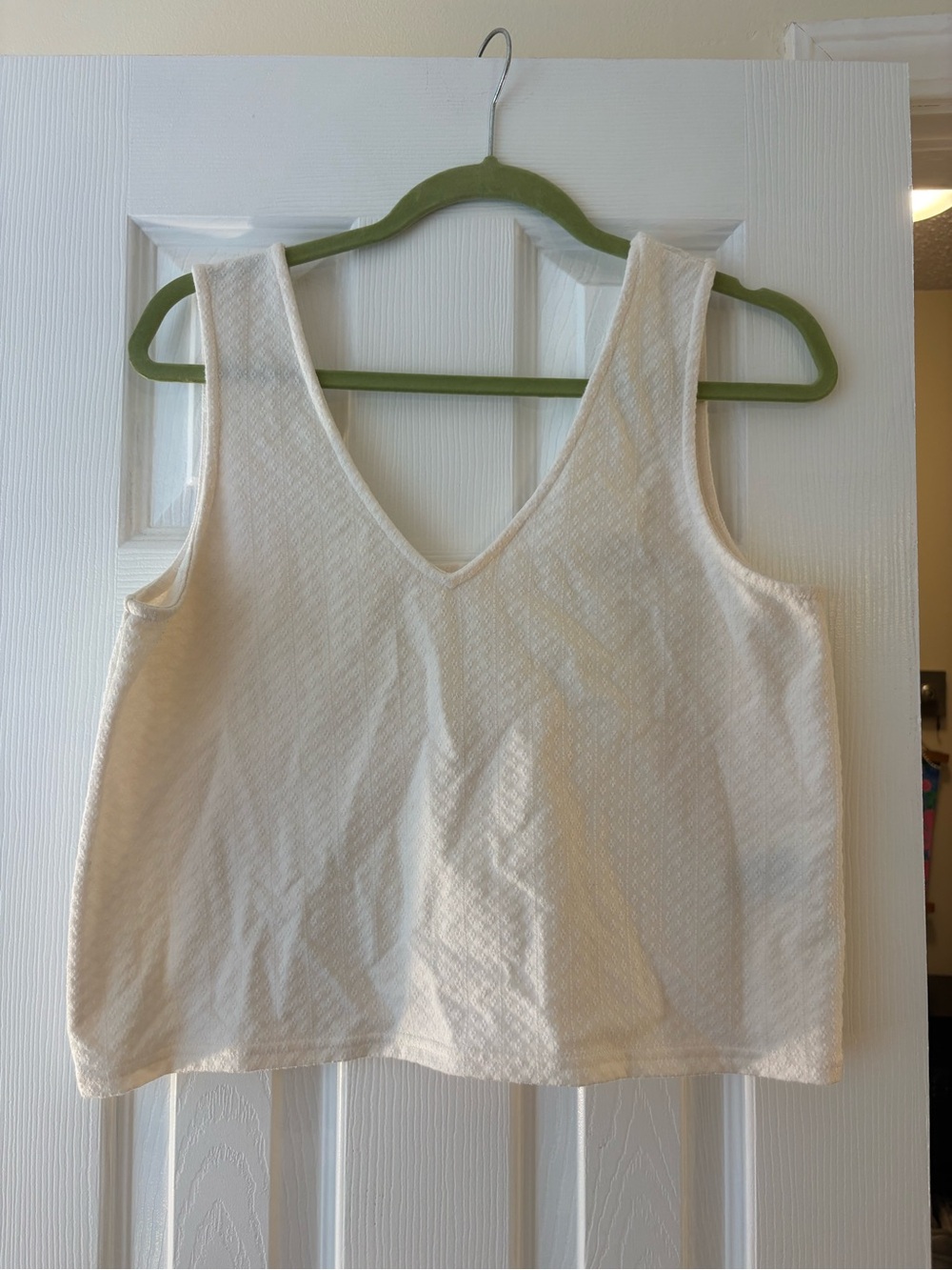 Madewell Cream Textured V-Neck Tank Top